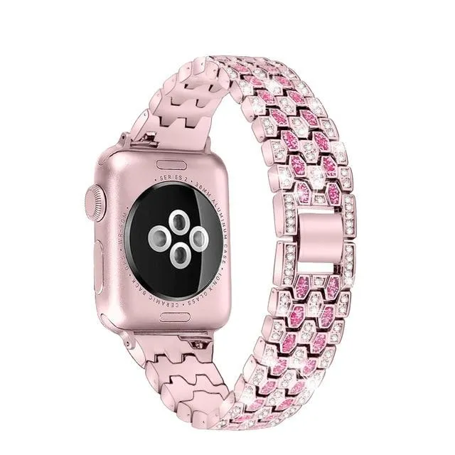 Women Diamond Band For Apple Series 7 6 5 4 Glitter Metal Bracelet