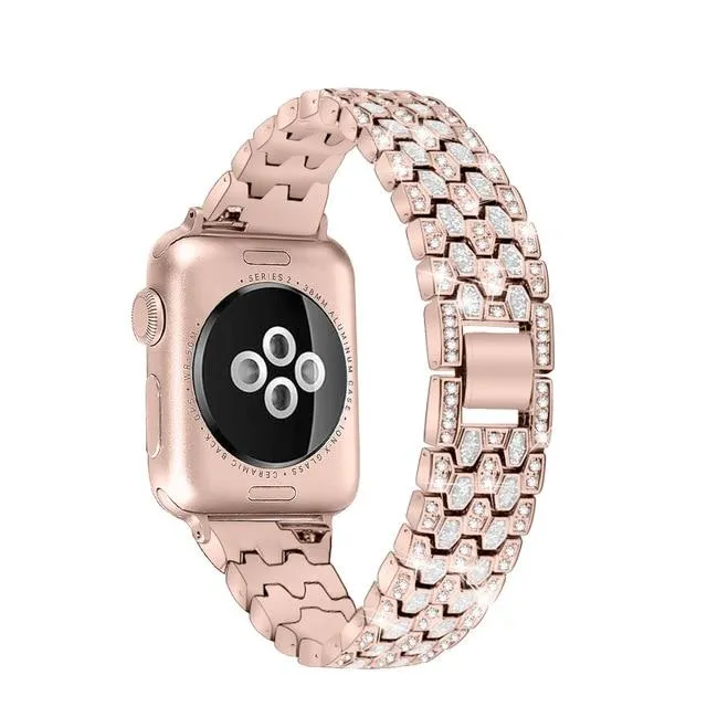 Women Diamond Band For Apple Series 7 6 5 4 Glitter Metal Bracelet