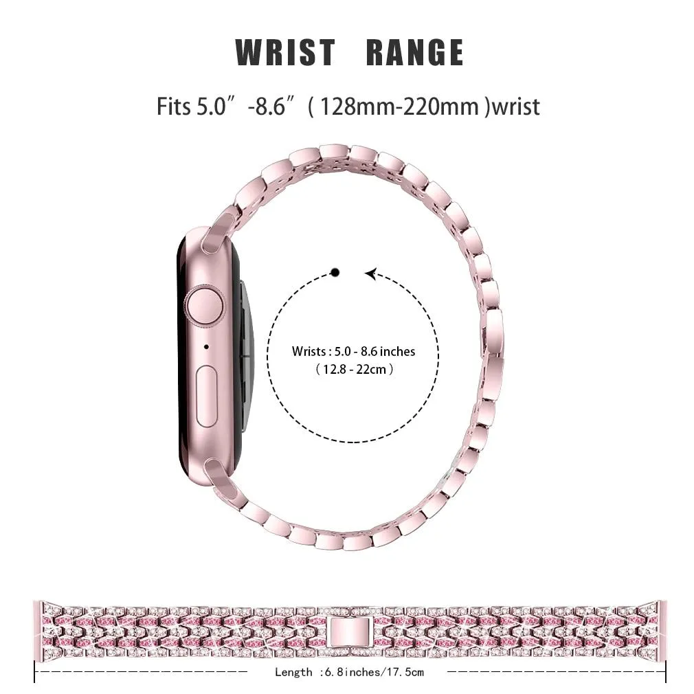 Women Diamond Band For Apple Series 7 6 5 4 Glitter Metal Bracelet