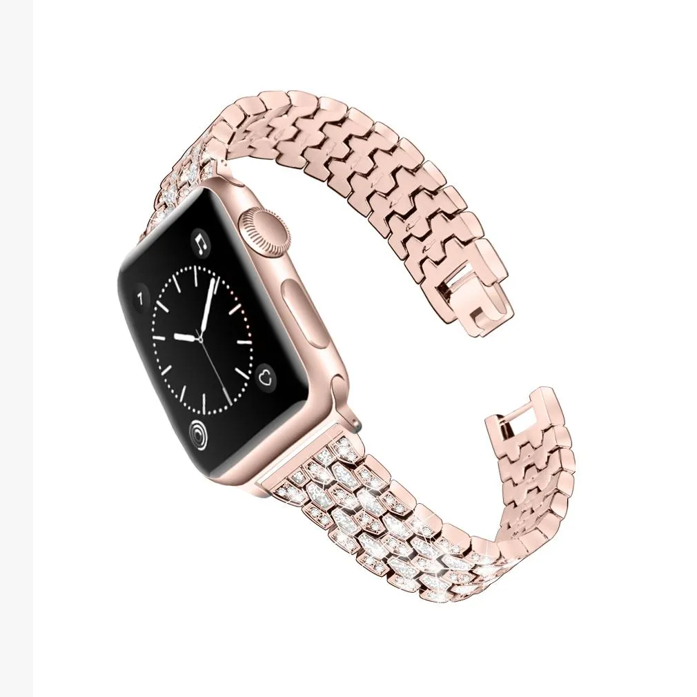 Women Diamond Band For Apple Series 7 6 5 4 Glitter Metal Bracelet