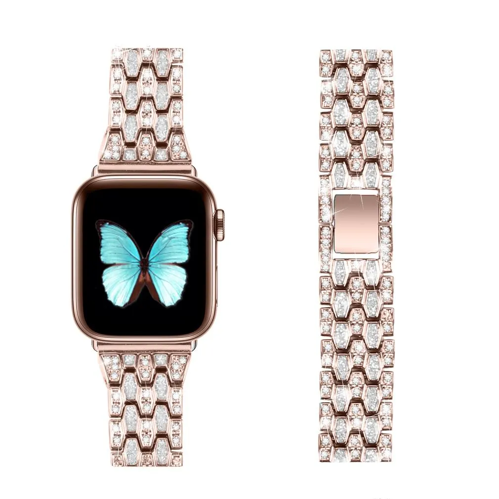 Women Diamond Band For Apple Series 7 6 5 4 Glitter Metal Bracelet