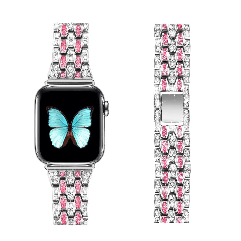 Women Diamond Band For Apple Series 7 6 5 4 Glitter Metal Bracelet