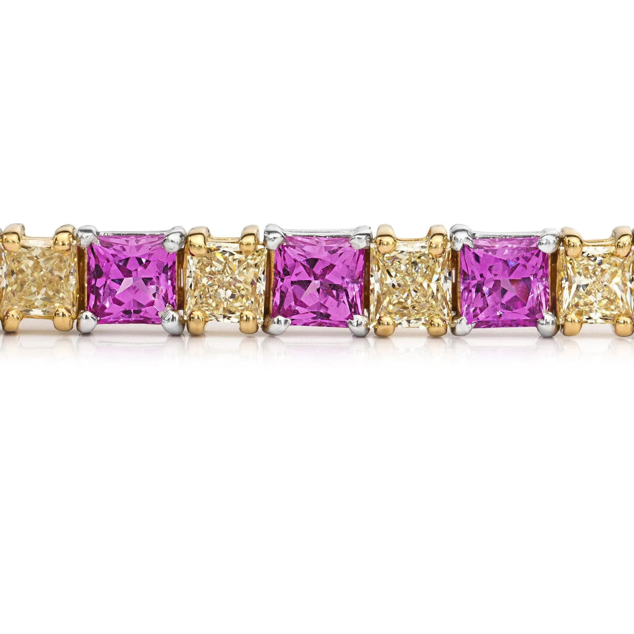 Yellow Diamond and Pink Sapphire Bracelet