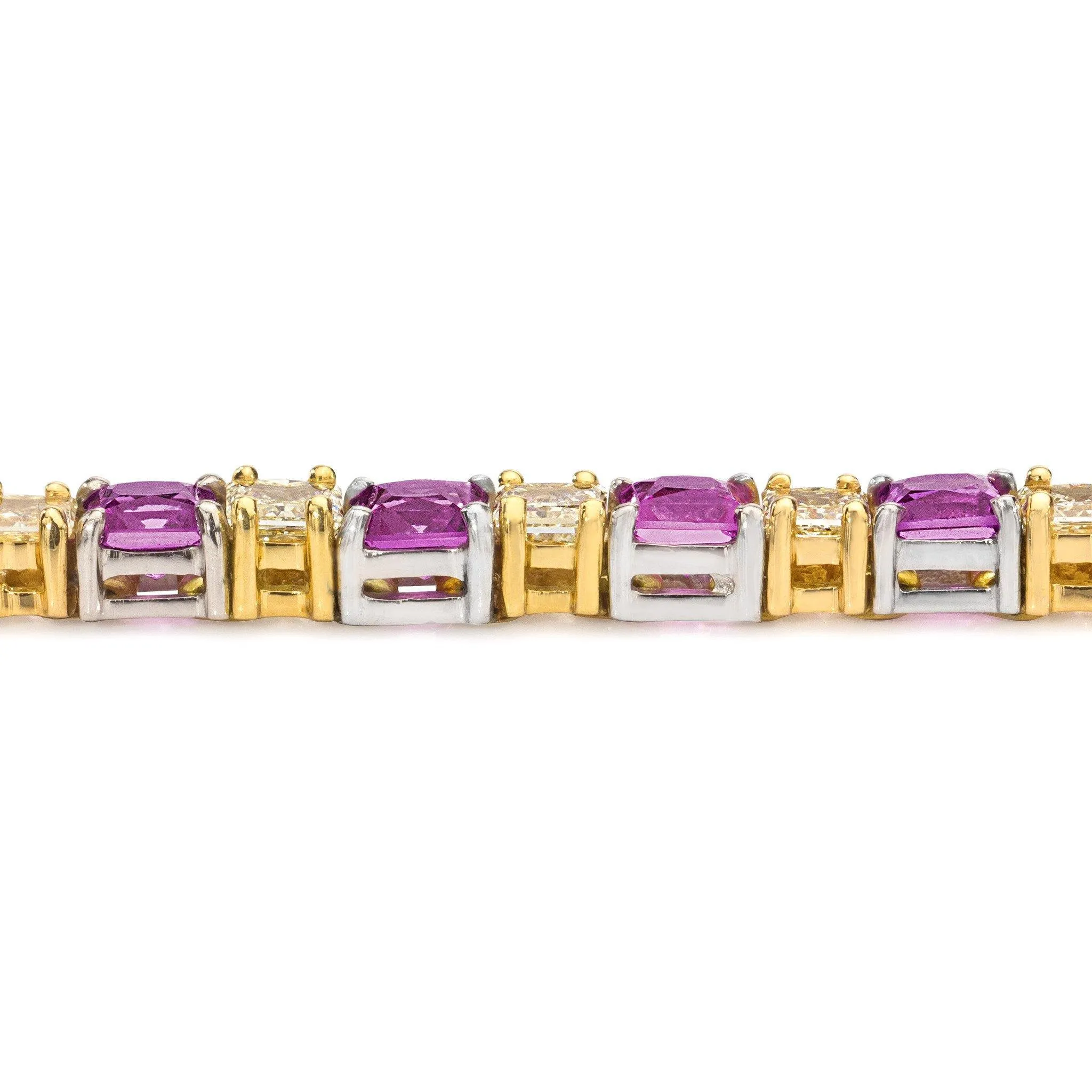 Yellow Diamond and Pink Sapphire Bracelet