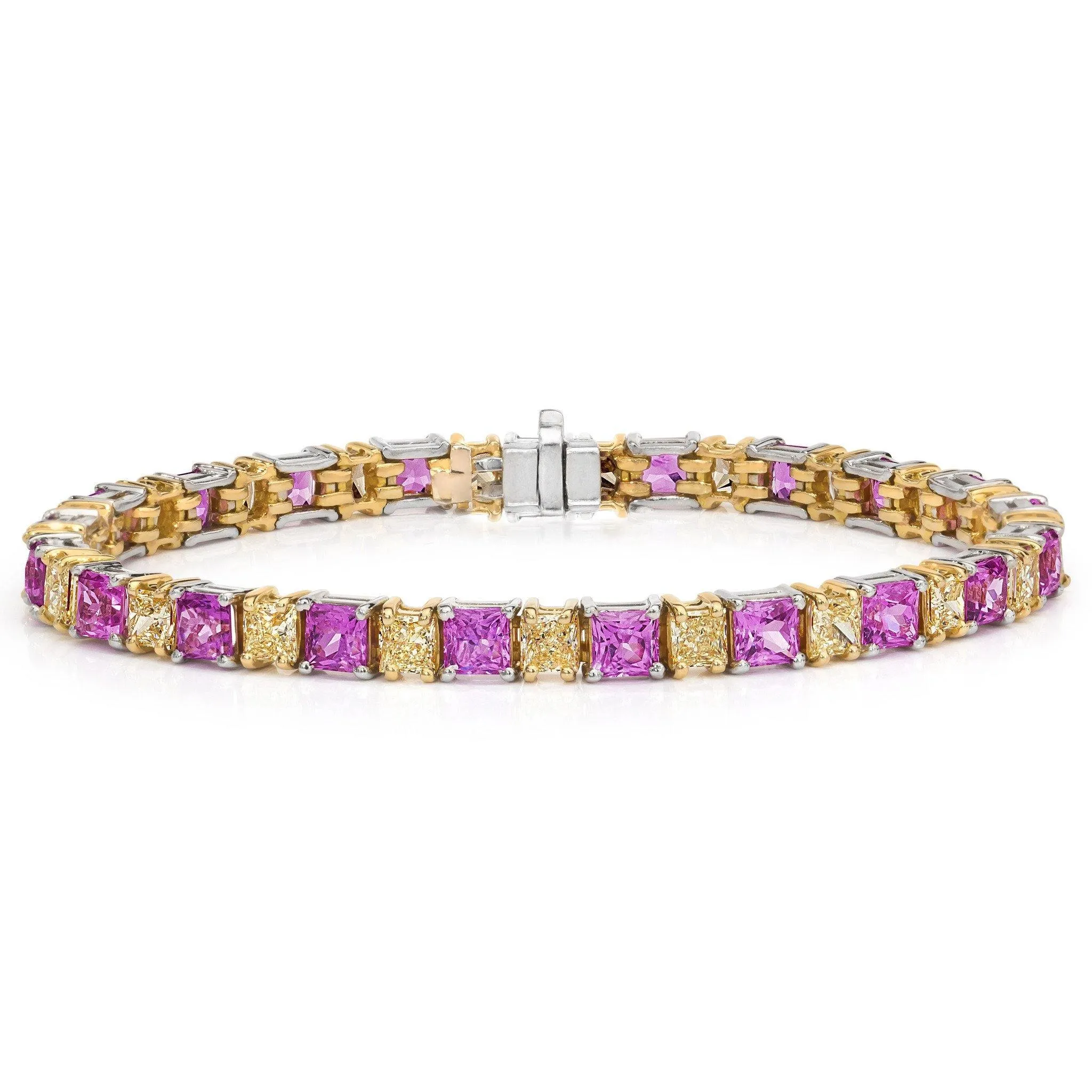 Yellow Diamond and Pink Sapphire Bracelet