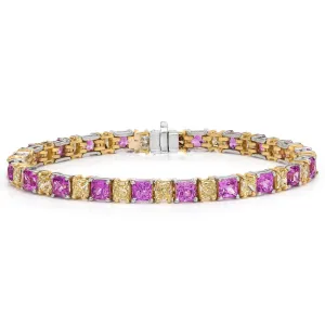 Yellow Diamond and Pink Sapphire Bracelet